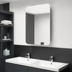Sonata H LED шкаф с огледало за баня, бяло и цвят дъб, 60x11x80 см - Baie