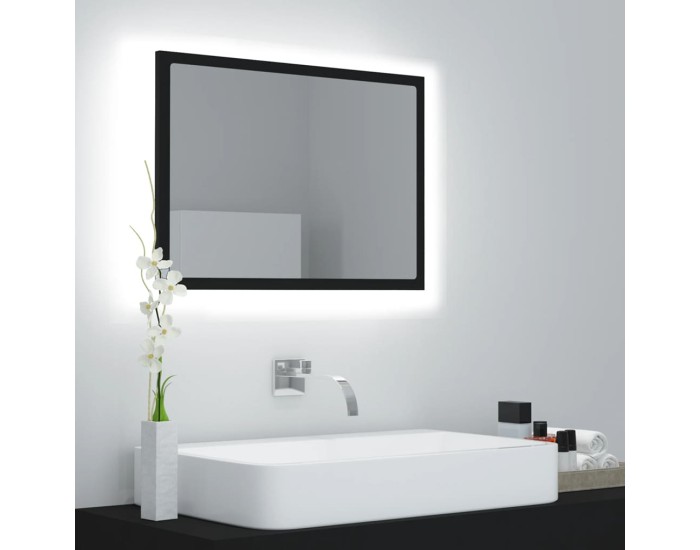 Sonata Oglindă de baie cu LED, negru, 60x8,5x37 cm, acril