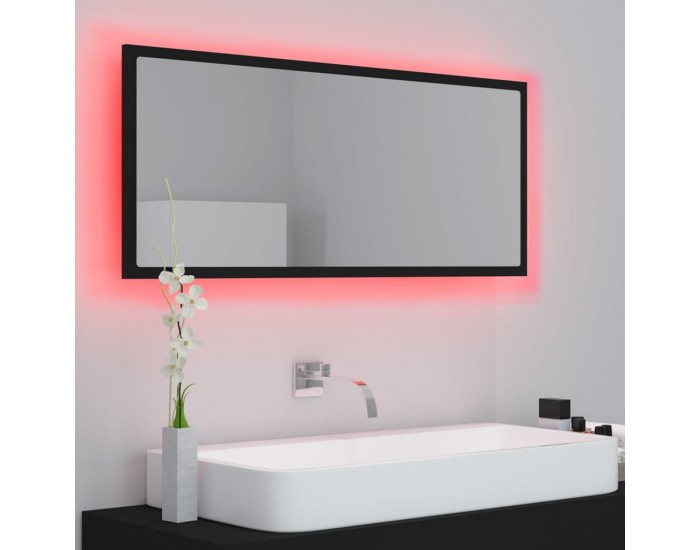 Sonata H LED огледало за баня, черно, 100x8,5x37 см, акрил