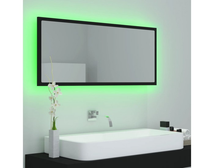 Sonata H LED огледало за баня, черно, 100x8,5x37 см, акрил