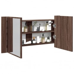 Sonata H Шкаф с LED огледало за баня, кафяв дъб, 90x12x45 см, акрил - Dulapuri de baie