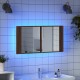 Sonata H Шкаф с LED огледало за баня, кафяв дъб, 90x12x45 см, акрил