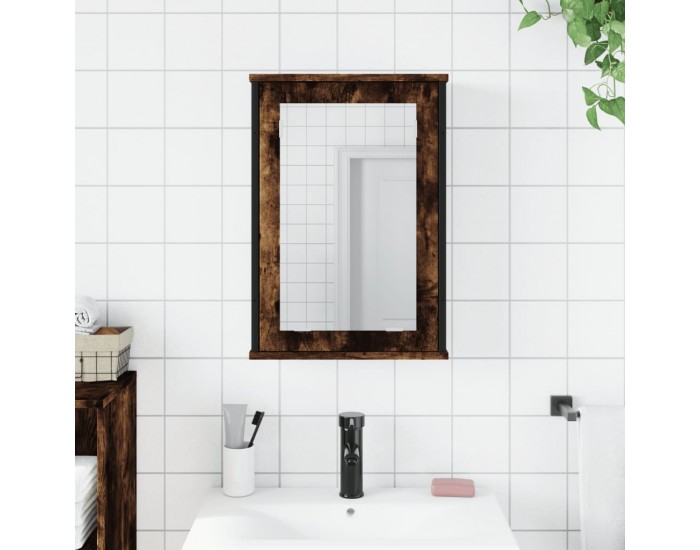 Sonata H Огледален шкаф за баня опушен дъб 42x12x60 см инженерно дърво