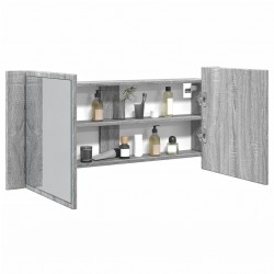 Sonata H Шкаф с LED огледало за баня, сив сонома, 100x12x45 см - Dulapuri de baie