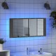 Sonata H Шкаф с LED огледало за баня, сив сонома, 100x12x45 см