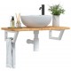 Sonata H Стенен рафт за мивка, стомана и масивно дърво дъб