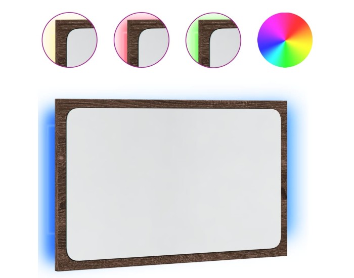 Sonata Oglindă de baie LED, stejar maro, 60x8,5x38 cm lemn prelucrat