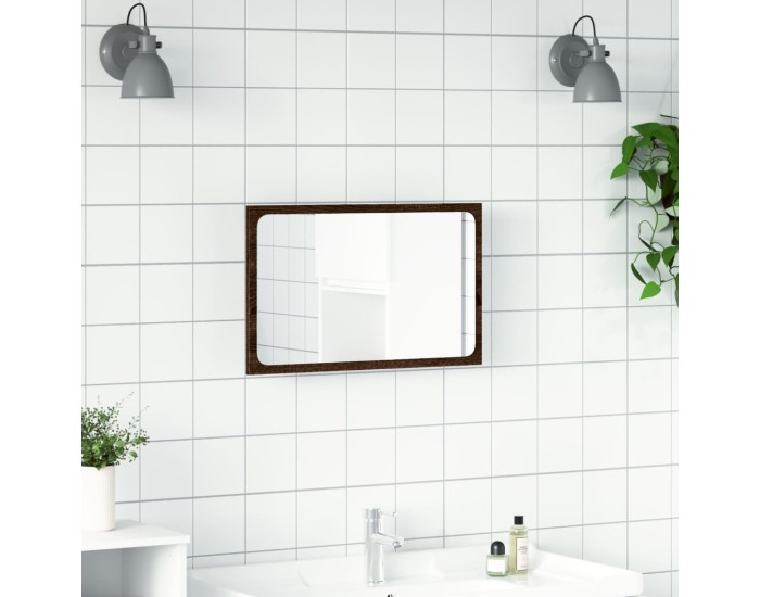 Sonata Oglindă de baie LED, stejar maro, 60x8,5x38 cm lemn prelucrat