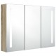 Sonata H LED шкаф с огледало за баня, 89x14x62 см, цвят дъб
