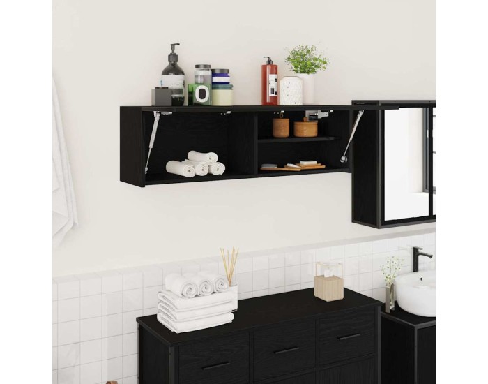 Sonata Dulap de perete de baie, negru, 100x25x30 cm, lemn prelucrat