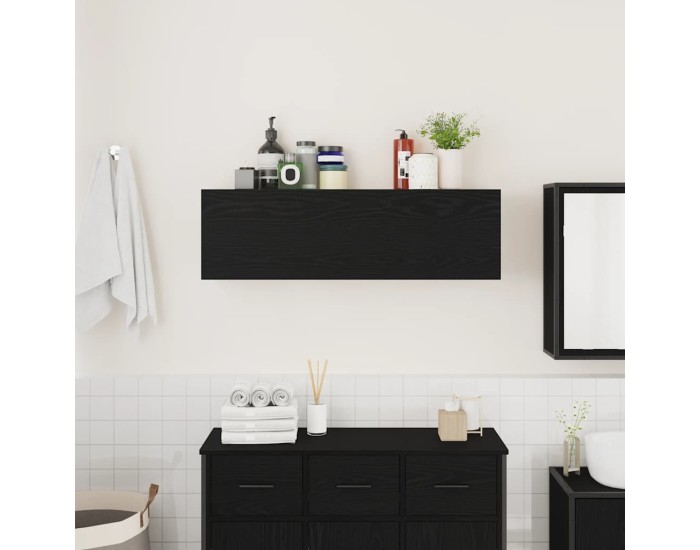 Sonata Dulap de perete de baie, negru, 100x25x30 cm, lemn prelucrat