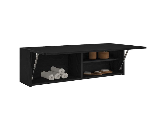 Sonata Dulap de perete de baie, negru, 100x25x30 cm, lemn prelucrat