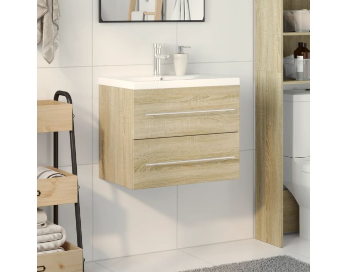 Sonata Set mobilier de baie, 2 piese, stejar sonoma, lemn prelucrat