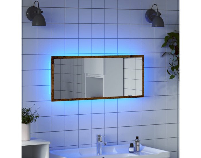 Sonata Oglindă de baie LED lemn vechi, 100x8,5x37 cm lemn prelucrat
