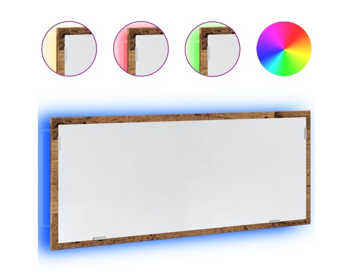 Sonata Oglindă de baie LED lemn vechi, 100x8,5x37 cm lemn prelucrat