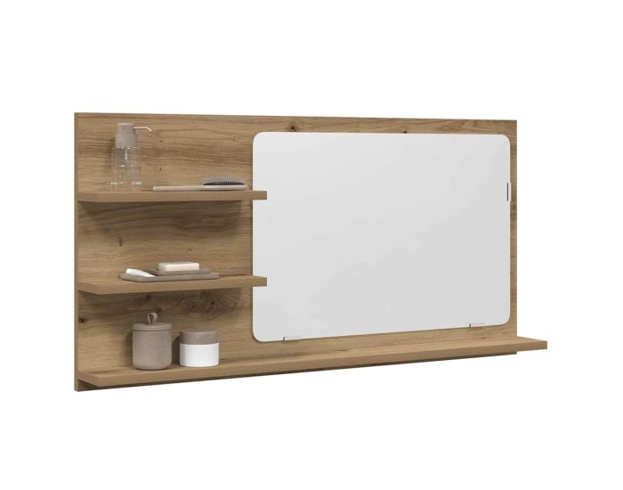 Sonata Dulap baie cu oglindă stejar artizanal 90x11x45 cm, lemn