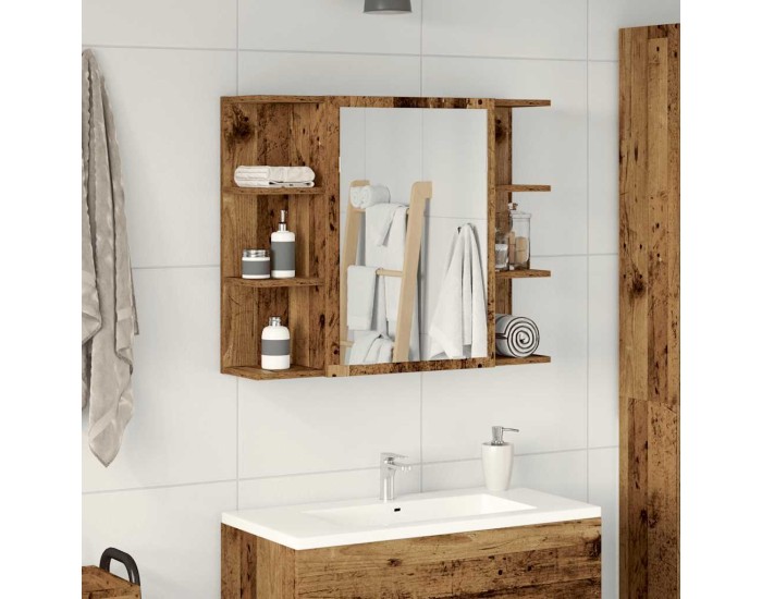 Sonata Dulap cu oglindă de baie lemn vechi 80x20,5x64 cm lemn de lemn