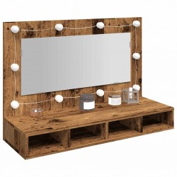 Sonata H Огледален шкаф с LED Старо дърво 90x31,5x62 cm - Dulapuri de baie