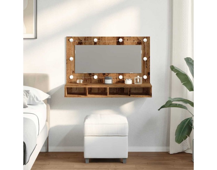 Sonata H Огледален шкаф с LED Старо дърво 90x31,5x62 cm