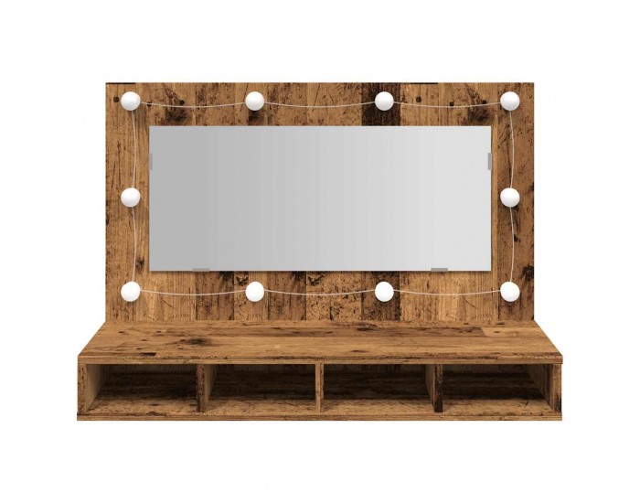 Sonata H Огледален шкаф с LED Старо дърво 90x31,5x62 cm