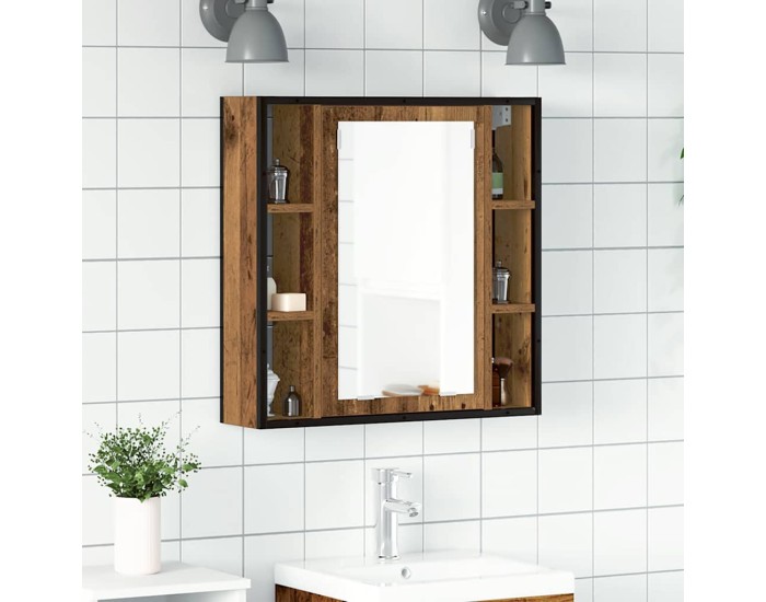 Sonata Dulap cu oglindă de baie lemn vechi 60x16x60 cm lemn de lemn