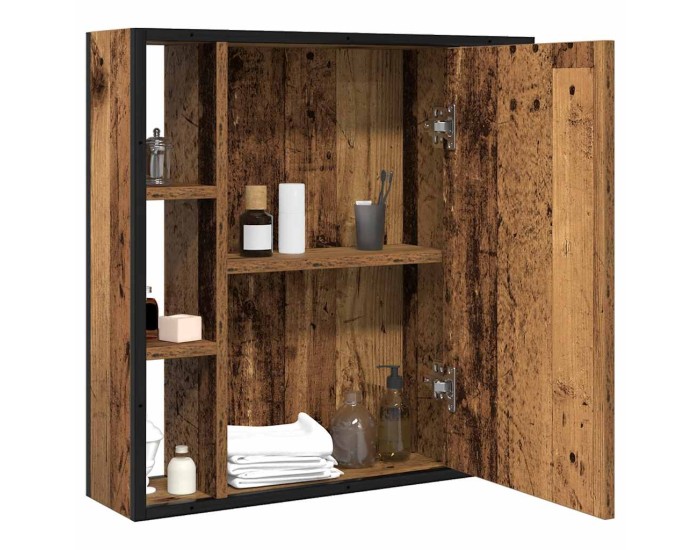 Sonata Dulap cu oglindă de baie lemn vechi 60x16x60 cm lemn de lemn