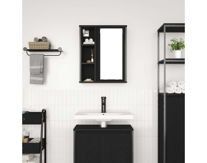 Sonata Dulap de baie cu oglindă stejar negru 50x21x60 cm