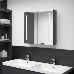 Sonata H LED шкаф с огледало за баня, сияйно сиво, 62x14x60 см - Dulapuri de baie
