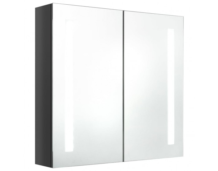 Sonata H LED шкаф с огледало за баня, сияйно сиво, 62x14x60 см
