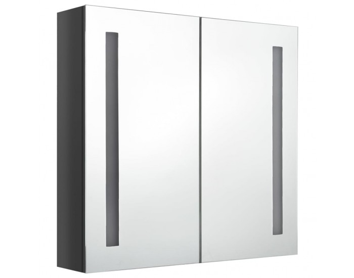 Sonata H LED шкаф с огледало за баня, сияйно сиво, 62x14x60 см