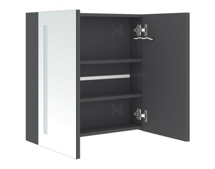 Sonata H LED шкаф с огледало за баня, сияйно сиво, 62x14x60 см