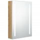 Sonata H LED шкаф с огледало за баня, бяло и цвят дъб, 50x13x70 см