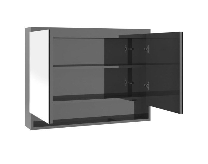 Sonata Dulap de baie cu oglindă, gri strălucitor, 80x15x60 cm, MDF