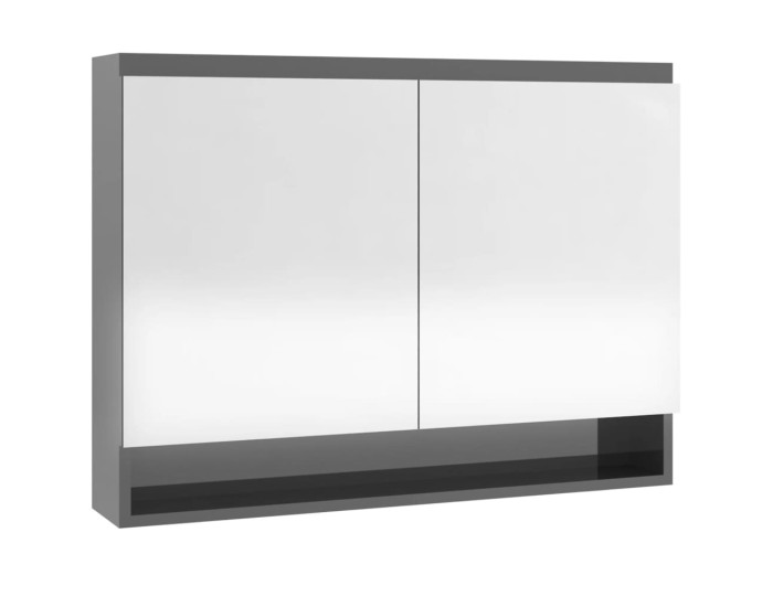 Sonata Dulap de baie cu oglindă, gri strălucitor, 80x15x60 cm, MDF