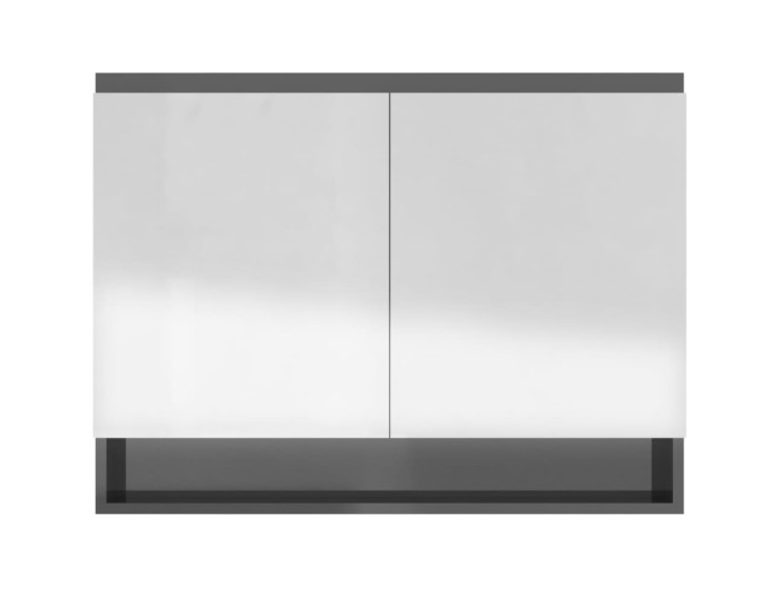 Sonata Dulap de baie cu oglindă, gri strălucitor, 80x15x60 cm, MDF