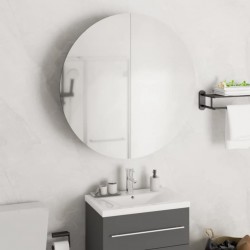 Sonata H Шкаф за баня с кръгло огледало и LED, черен, 54x54x17,5 см - Dulapuri de baie