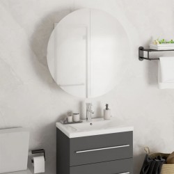 Sonata H Шкаф за баня с кръгло огледало и LED, бял, 47x47x17,5 см - Dulapuri de baie