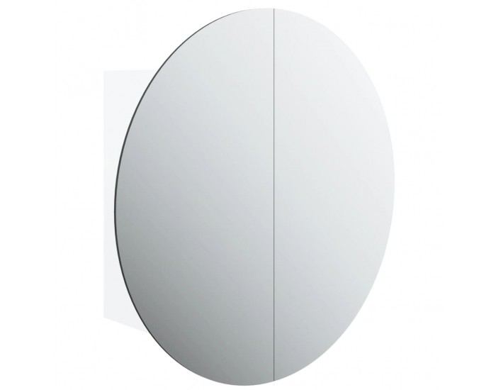 Sonata H Шкаф за баня с кръгло огледало и LED, бял, 47x47x17,5 см