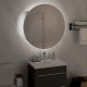 Sonata H Шкаф за баня с кръгло огледало и LED, бял, 47x47x17,5 см