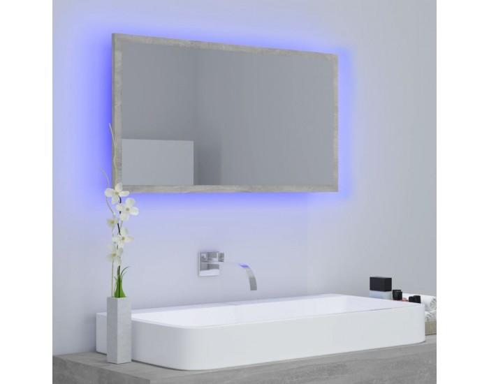 Sonata H LED огледало за баня, бетонно сиво, 80x8,5x37 см, акрил