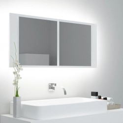 Sonata H Шкаф с LED огледало за баня, бял, 100x12x45 см, акрил - Dulapuri de baie