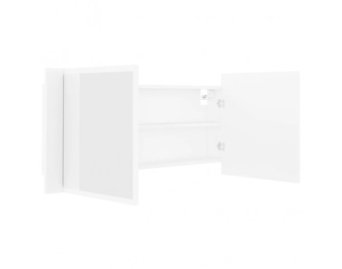 Sonata H Шкаф с LED огледало за баня, бял, 100x12x45 см, акрил