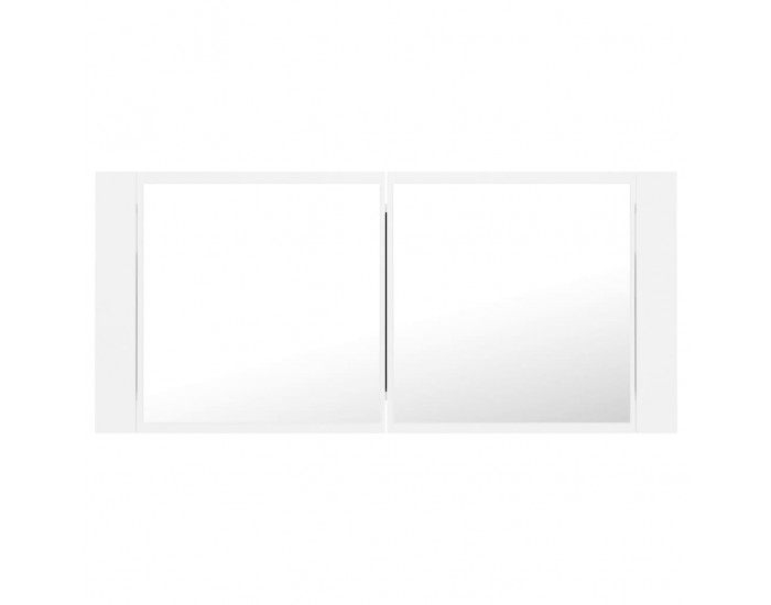 Sonata H Шкаф с LED огледало за баня, бял, 100x12x45 см, акрил