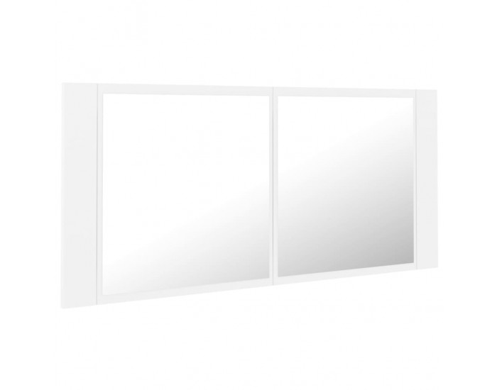 Sonata H Шкаф с LED огледало за баня, бял, 100x12x45 см, акрил
