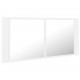 Sonata H Шкаф с LED огледало за баня, бял, 100x12x45 см, акрил