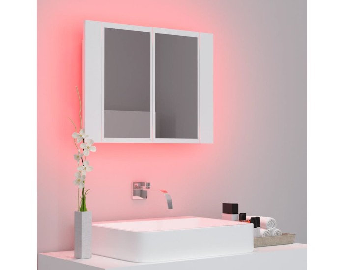 Sonata Dulap de baie cu oglindă și LED, alb, 60x12x45 cm acril