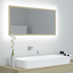 Sonata H LED огледало за баня, дъб сонома, 90x8,5x37 см, акрил - Baie
