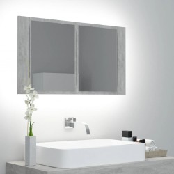 Sonata H LED шкаф с огледало за баня, бетонно сив, 80x12x45 см, акрил - Baie