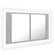 Sonata Dulap de baie cu oglindă & LED, gri beton, 80x12x45 cm acril