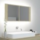 Sonata H Шкаф с LED огледало за баня, дъб сонома, 90x12x45 см, акрил